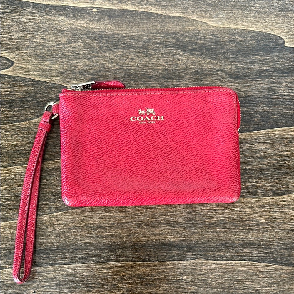 Coach Vibrant Red Leather Wristlet